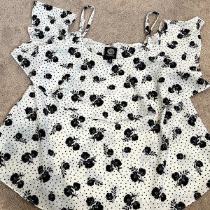 Bobeau Cold Shoulder Printed Blouse